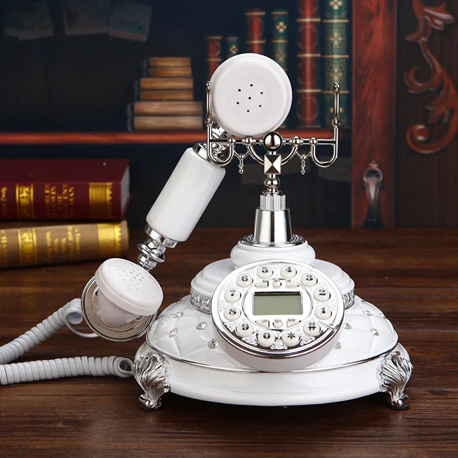 Europe Fashion Grade home Resin Bronze Antique Telephones Hotels Phone Vintage Telephone Handsfree white diamond telefono fijo