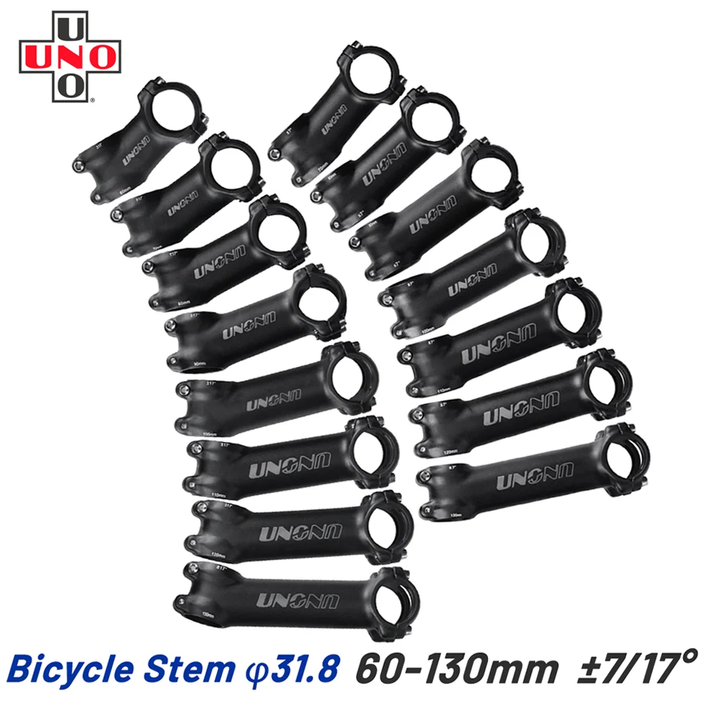 UNO Ultralight Bike Stem 7/17 Degree MTB Road Bicycle Stem 31.8mm 60/70/80/90/100/110/120/130mm Mountain MTB Bicycle Power Parts