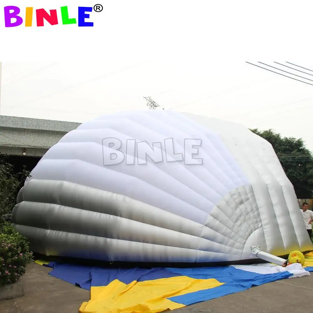 10X8X5 Meters Silver Luxury Giant Inflatable Stage Roof Air-Blown Cover Tent With Blower For Coporate Events Or Music Wedding Pa