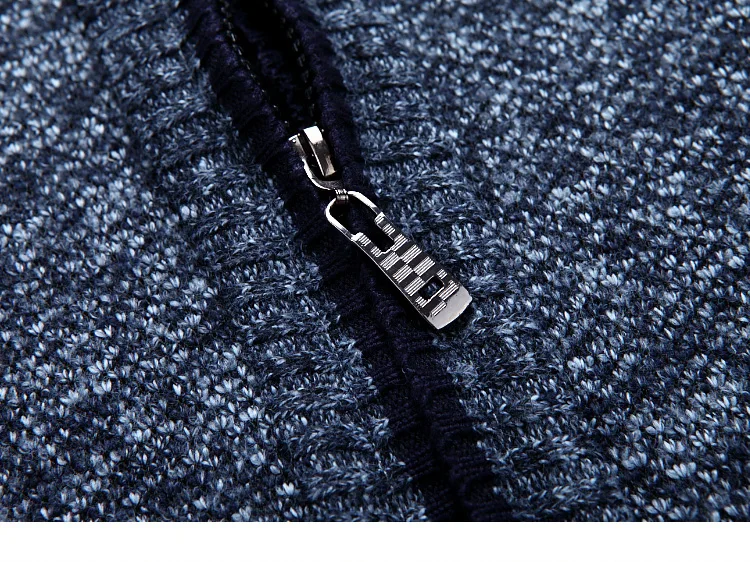 Winter Dicke Herren Strickpullover Mantel Off White Langarm Strickjacke Fleece Full Zip Männlich Kausal Plus Size Kleidung für den Herbst – Detail 13