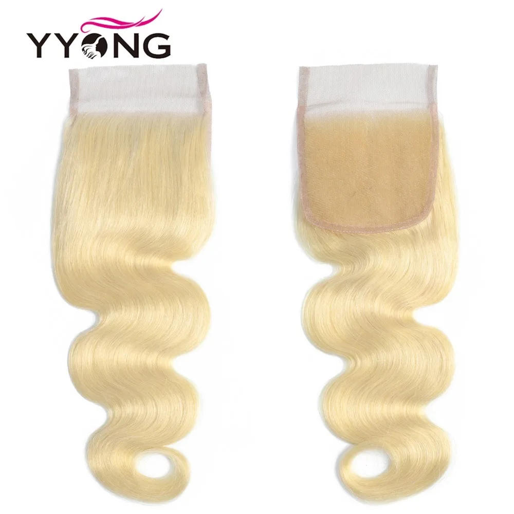 Yyong 613 Honey Blonde Bundles With Closure Brazilian Body Wave Remy Human Hair Closure With Bundles 3/4 Bundles With Closure