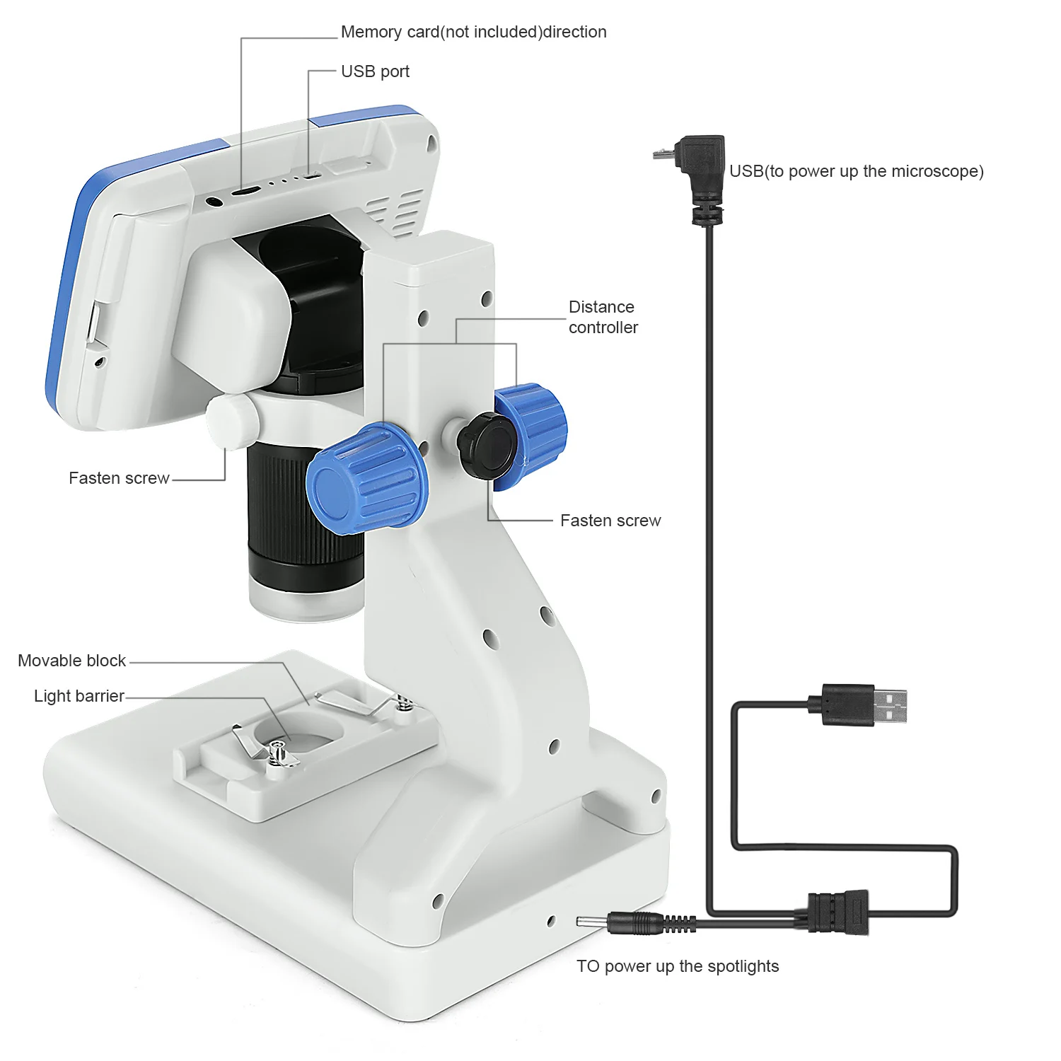 Cyfrowy pulpit Mini mikroskop Andonstar AD205 z 5 Cal ekranem LCD dla studentów biologicznych dla dzieci prezent