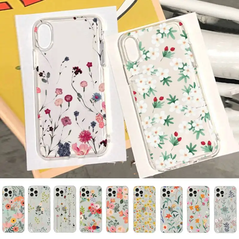 Hand Painted Floral flower Phone Case for iphone 13 11 12 pro XS MAX 8 7 6 6S Plus X 5S SE 2020 XR case