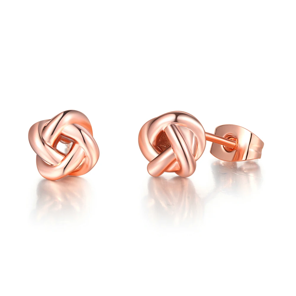 Cute Love Twist Stud Earrings Rose Gold Color Silver Color Fashion Jewelry For Women Gift Knot Post Earring HotSale E103