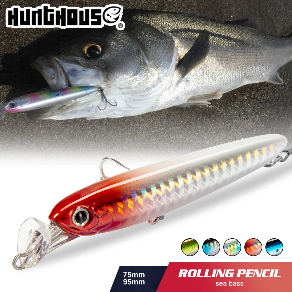 

Hunthouse Rocket Popper Minnow Fishing Lure Sinking Hard Bait 75mm 95mm Stickbaits Saltwater For Seabass Bluefish Fish Tackle