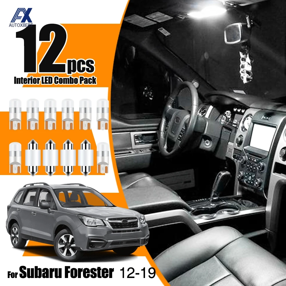 For Subaru Forester 2012-2019 SJ SK Interior Light Dome Map License Plate Boot Trunk luggage Compartment Lights Bulbs 12x