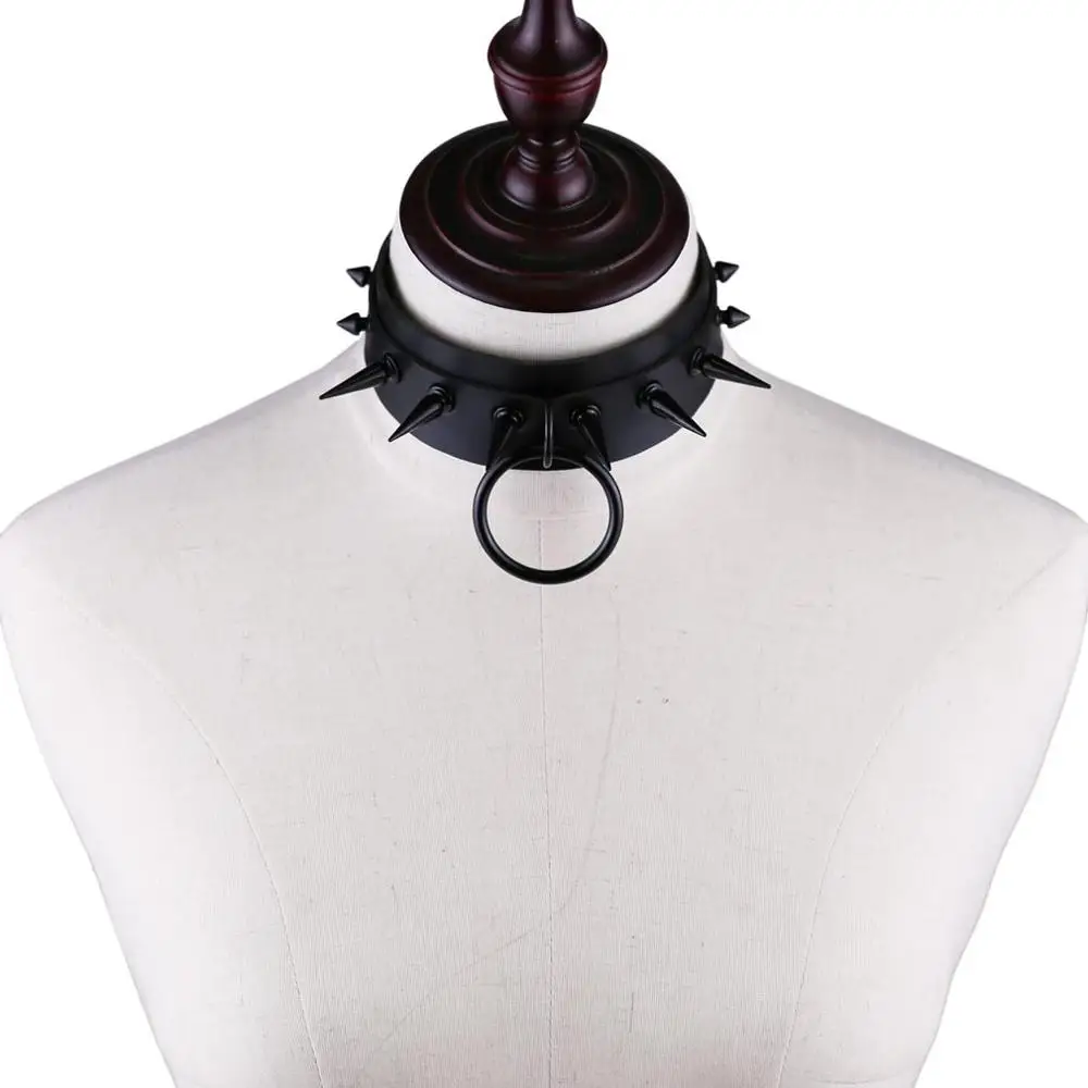 Black Choker Spiked Necklace For Women Cosplay Collar Girls Party Club Chockers Gothic Jewelry Emo Accessories