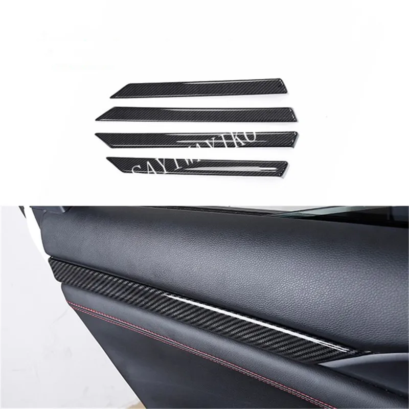 

4Pcs Carbon Fiber Color ABS Car Interior Door Trim Stripe Cover Trim For Honda Civic 2016-2017 Car Styling