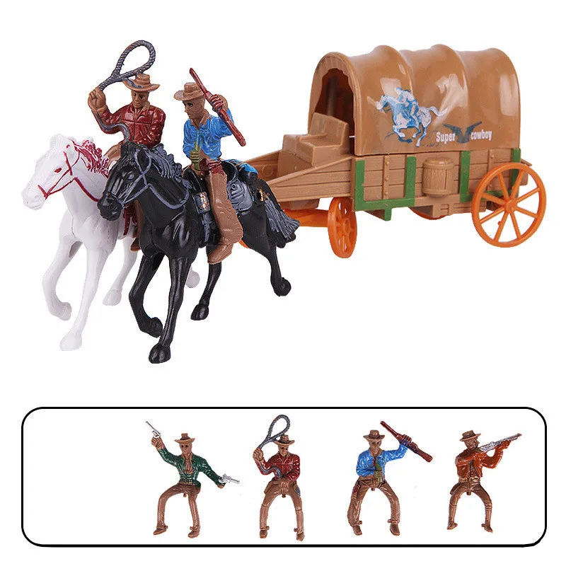 Western Cowboy Police Carriage Horses Model Plastic Toys Boys Kids Children\'s Toy Military Soldiers Set Birthday Christamas Gift