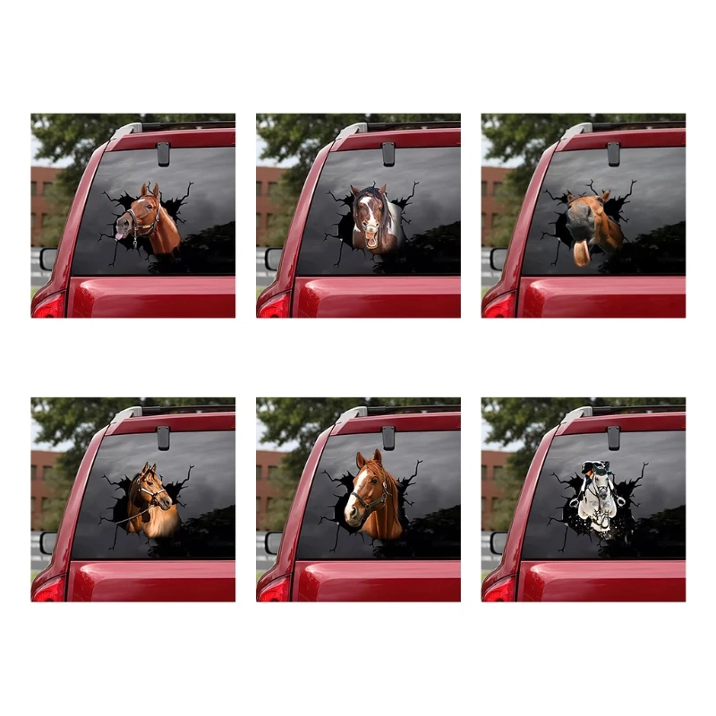 Animal Horse Sticker Car 3D Funny Simulation Waterproof Decal Modeling Accessories for t.u.k.Window Bathroom
