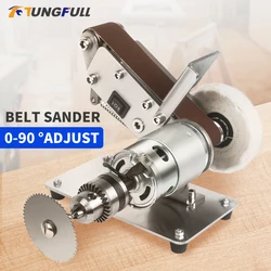 Belt Grinder 220V  DIY Sander Polisher Electric Grinding Machine Sander Electrical Mini Grinder Ribbon with Abrasive Belt Sander