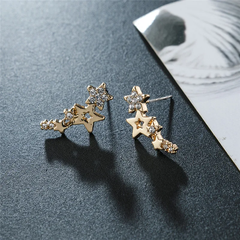 2021 Shiny Star Moon Stud Earrings for Women Everyday Girls Birthday Gift Jewelry Mini Star Stud Fashion Earrring