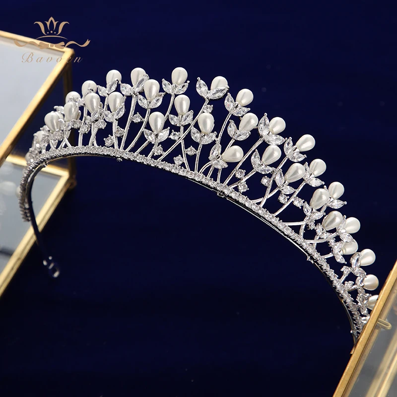 Top quality Leaves Zircon Brides Tiaras Headpieces Stunning Crystal Crowns Headbands Wedding Hair Accessories Gifts for Bridal