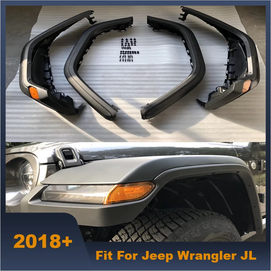 

4 PCS Car Wheel Eyebrow Mud Fender Cover Mudguards With LED Signal Lights For Jeep Wrangler JL 2018