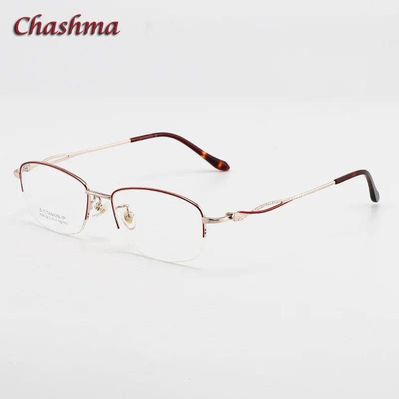 Chashma Women Titanium Frame  Fashion Gafas Light Weight Spectacle Flexible Temple Glass for Female