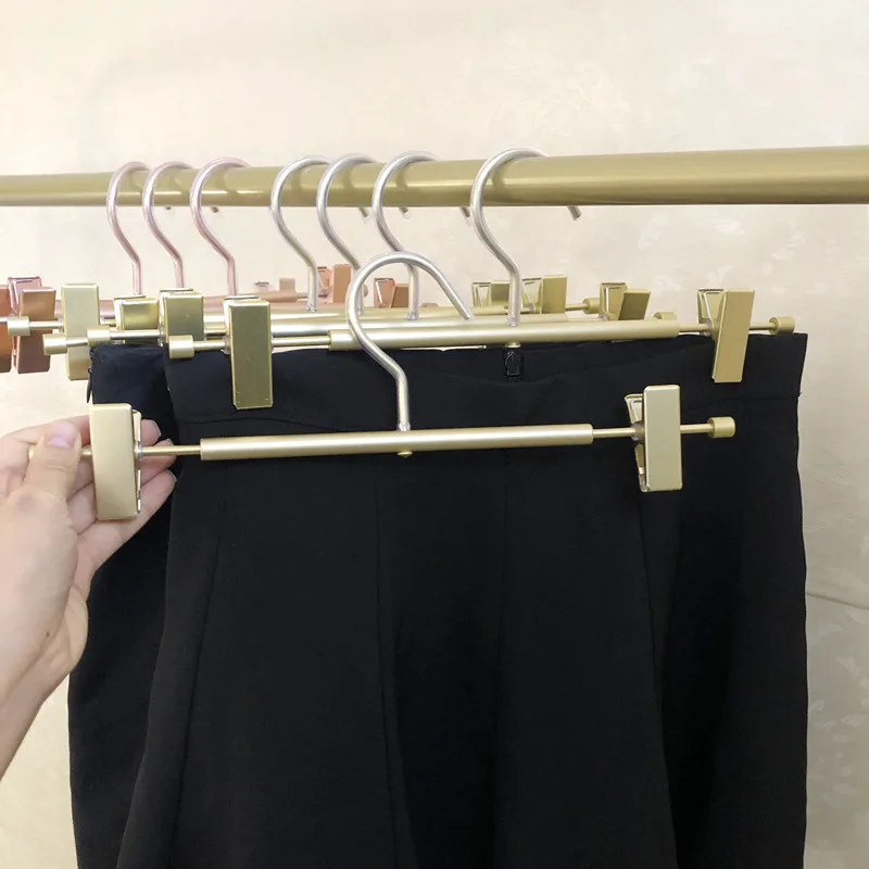 New Clothes Hanger Gold/black/rose Gold Trouser Hanger Movable Clip Multifunction Portable Anti Slip Hanger For Towels Clothes