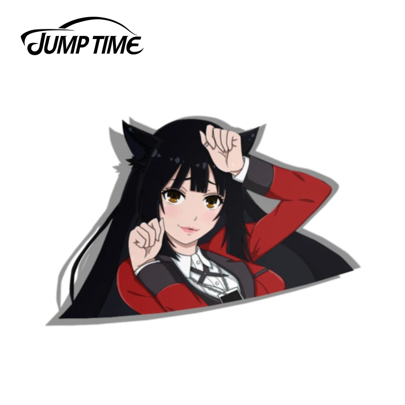 Jump Time 13cm x 7.2cm Kakegurui Cute Girl Anime Car Stickers Waifu Decals Laptop Car Styling Motorcycle Car Accessories