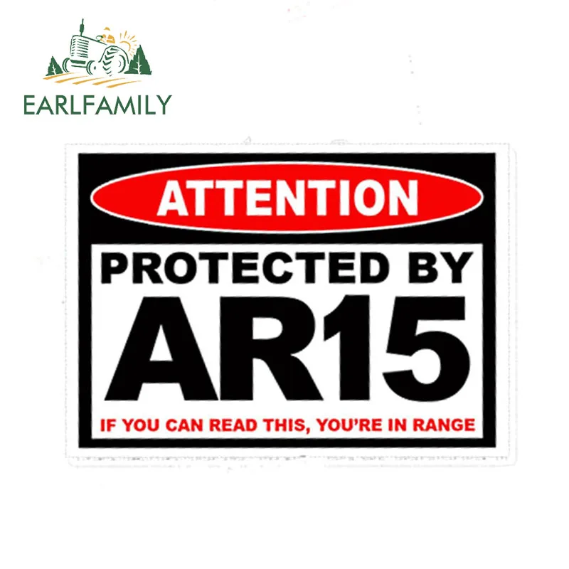 EARLFAMILY 13cm x 9.75cm Car Styling Protected AR15 AR 15 Warning Sticker Rifle Gun Safe Ammo Amendment 2A PAIR Car Sticker