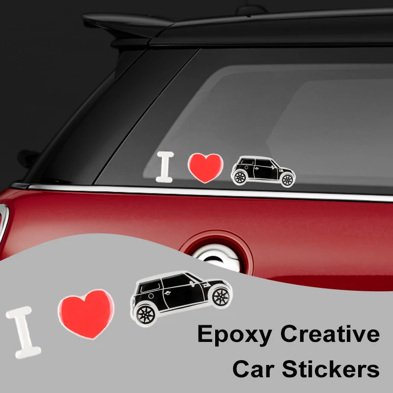 I Love Mini Car Body Creative Sticker Crystal Epoxy Decor For MINI Cooper R50 R56 R60 F54 F55 F56 F60 Countryman Clubman Styling