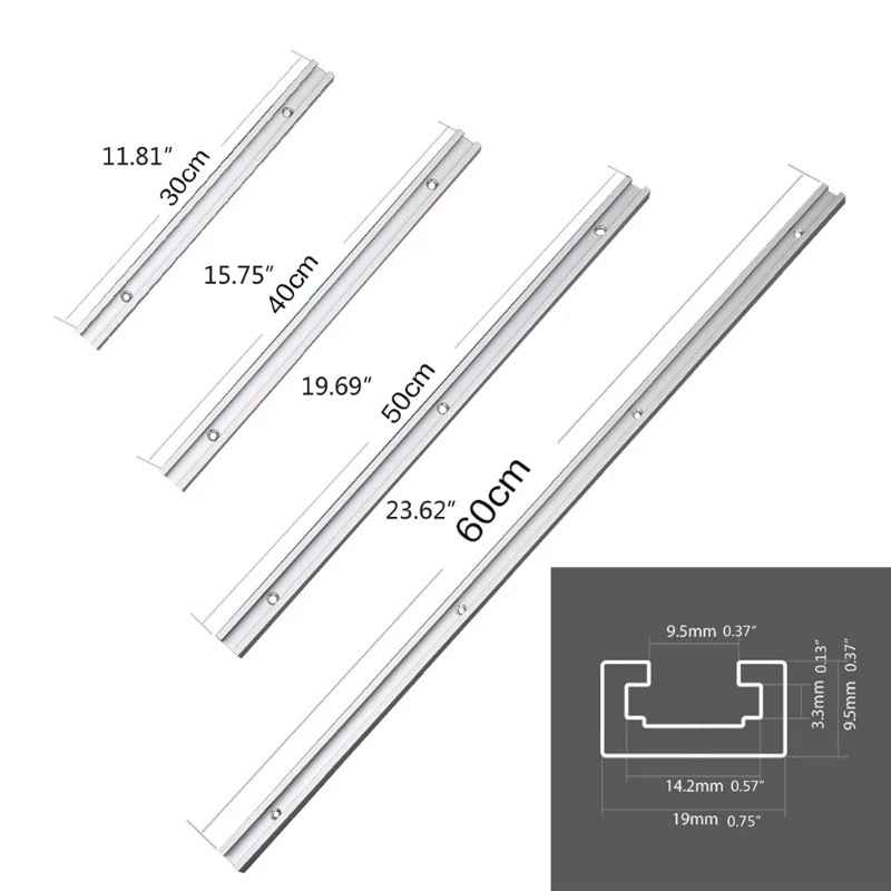30/40/50/60センチメートルtトラックt-スロットマイタートラックジグ器具スロット19 × 9.5ミリメートルテーブルソールータテーブル木工ツール