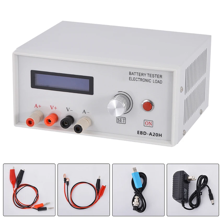 Imagem -05 - Electronic Load Battery Capacidade Tester Power Supply Test Model Power Battery Descarga Testing Medidor Instrumento 200w Ebd-a20h