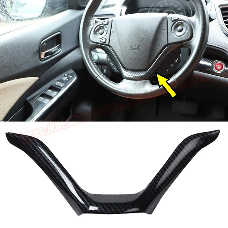 

Carbon Fiber Steering Wheel Lip Trim Panel Cover For Honda CRV CR-V 2012-2016