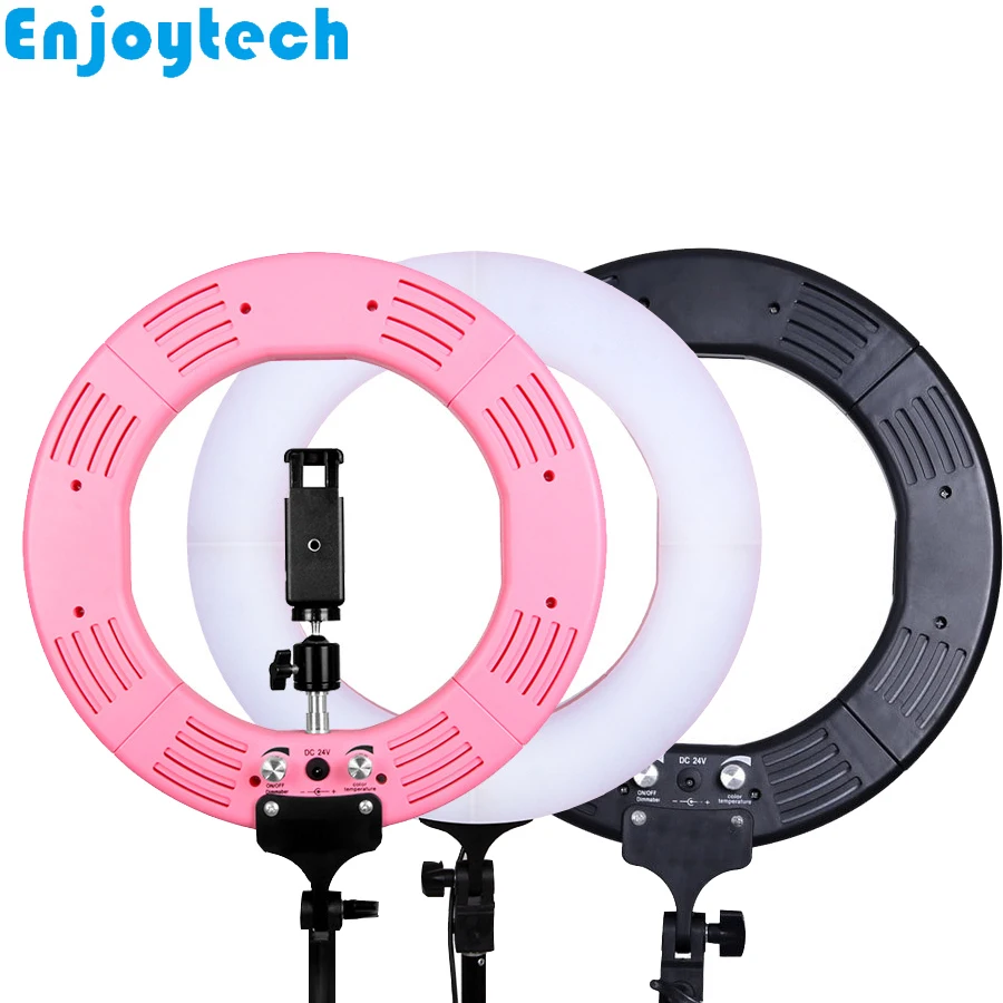 

14inch LED Ring Flash Light Lamps with Phone Holders for Live Streaming Photography Lighting for Video Blogger Makeup Nail Salon