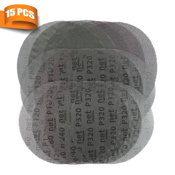 15 szt. Papier ścierny o grubości 9 Cal 220mm, tarcze szlifierskie z siatki Autonet, wolne od kurzu zabezpieczający przed blokowaniem 80/120/180/240/320