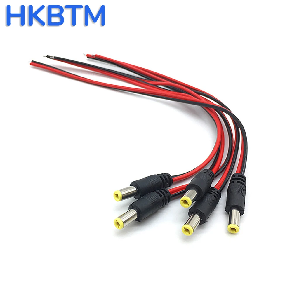 HKBTM 12V DC Connectors Male Female Jack Cable Adapter Plug Power Supply 5.5 x 2.1mm for LED Strip Light CCTV Camera 26cm Length