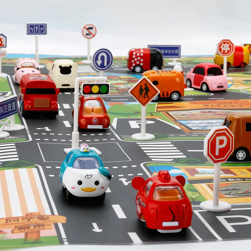 130*100Cm Stad Kaart Speelgoed Kinderen Spelen Auto Gebied Tapijt City Road Stad Road Gebouwen Parking Kaart Voor kinderen Interactieve Speelhuis Speelgoed