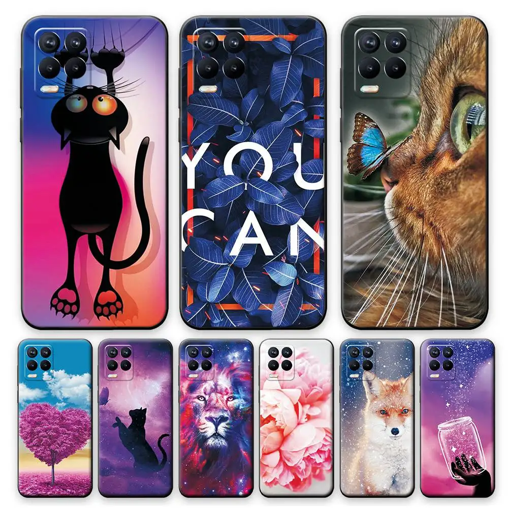 For Realme 8 Case 6.4 inch Soft Silicone TPU Back Cover For Realme 8 Pro OPPO Realme8 4G RMX3085 Cartoon Cute Phone Bumper Bags