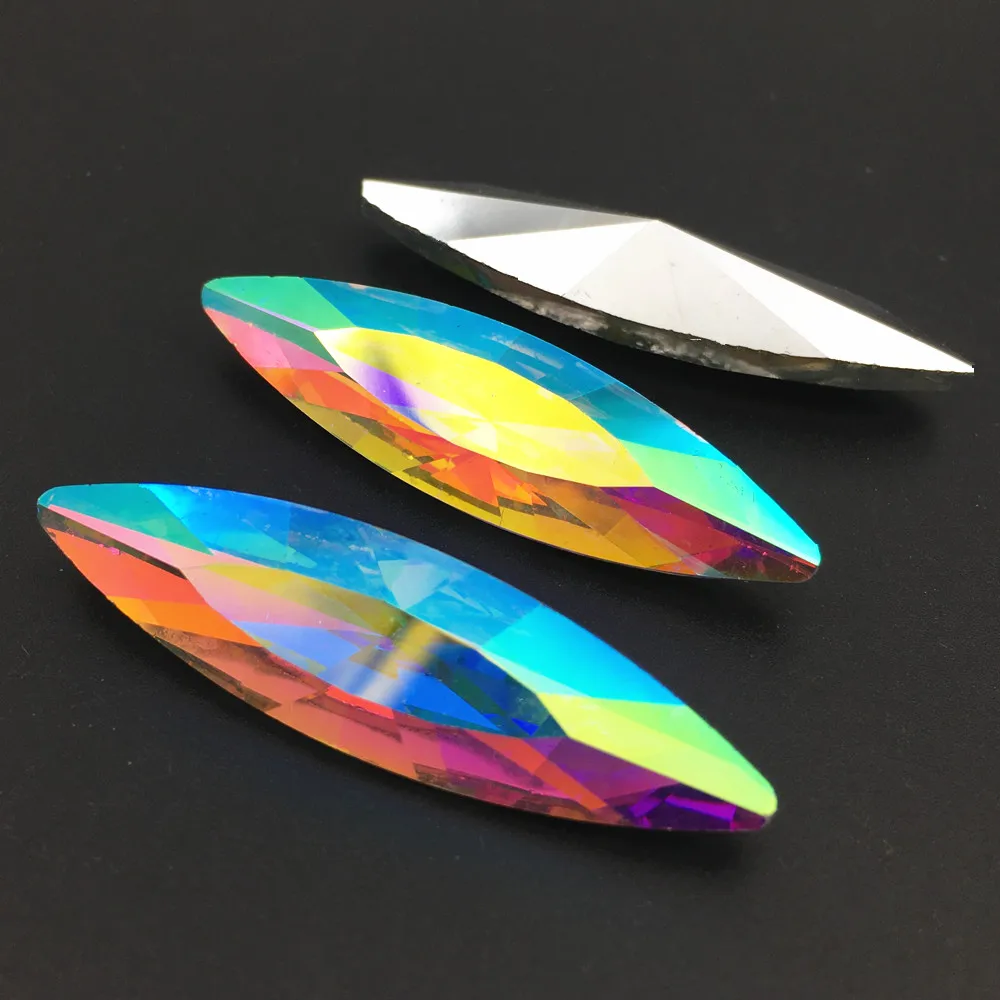 10x35mm 13x48mm Big Navette Shape Rhinestone Pointback Marquise Glass Crystal Fancy Stone Aluminum Pointed back Plated Colors