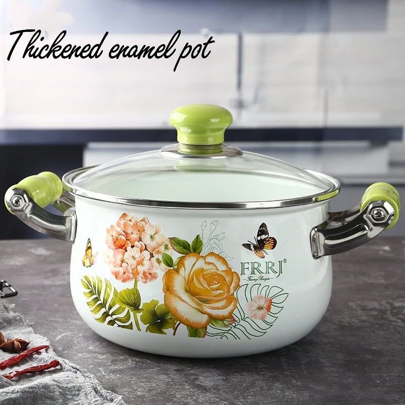 

Enamel Pot Dutch Oven Stew Pot Soup pot Casserole Porridge Pot Induction Cooker Cooking Pot Kitchen Cookware Medicine Hotpot Pan