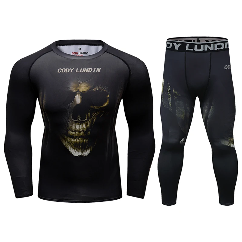 Cody Lundin Sublimation Printed Sport Suit Men Tracksuit Gym Rashguard Jogging Leggings Boxing Jiu Jitsu MMA Clothes Set Cool