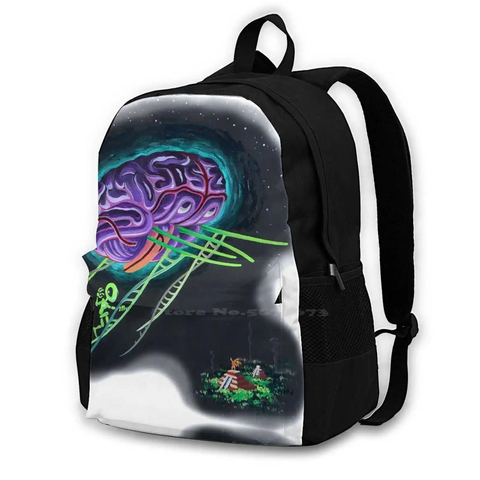 Ufo Dna Teen College Student Backpack Laptop Travel Bags Brain Aliens Ufos Dna Humans Mayans Maya Brain Chemistry Science