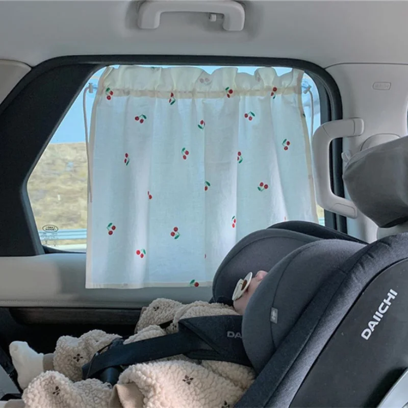 Cute Baby Car Curtain Cotton Sunscreen Cloth Embroidery Sunshade Children Sun Protection Window Curtain UV Protection for Kids