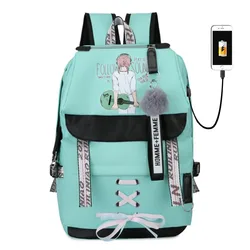 Mochilas escolares grandes para chicas adolescentes, bolsa de viaje con USB, para estudiantes, para niños, con impresión verde, de gran capacidad