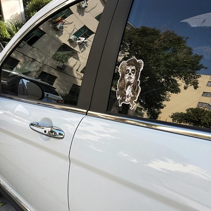 YJZT 9.4CM*15.2CM Creative Car Sticker Female Sugar Skull PVC Decal Accessories 6-2005