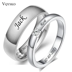 Custom Stainless Steel Wedding Couple Rings for Women Men Engagement Bands CZ Stone Puzzle Solitaire Party Ring Jewelry Gift