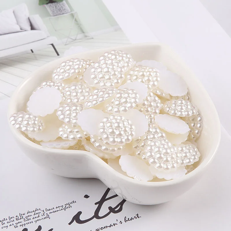 100pcs/lot Multi Size Fullstar Shape Craft ABS Resin Flatback Half Round Pearls Flatback Scrapbook Beads For DIY 3 color option