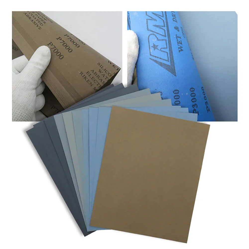 Lixa de papel abrasivo para lixa automotiva, lixa de areia de polimento à prova d'água e seca molhado para lixar madeira de metal, artesanato, acabamento automático, 400 a 7000
