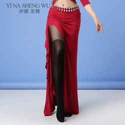 Belly Dance Sexy Skirt Sides Slits Skirts Women Oriental Belly Dance Skirt Female Dance Clothes Long Design Practice Clothes