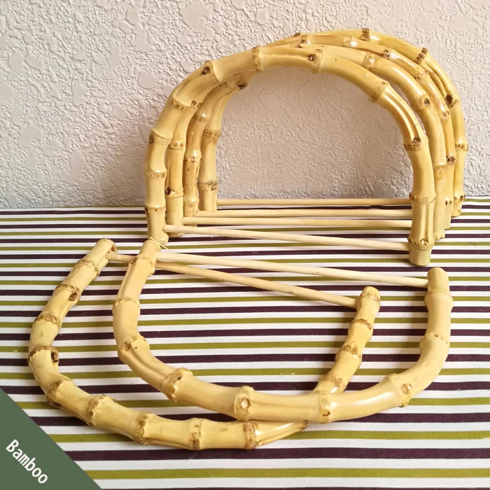 Natural Bamboo 18.5x12.5cm D Shape Bamboo Purse Handle Asas De Bolso Bag Handware Bamboo Cane Purse Bag Handle Rattan Parts