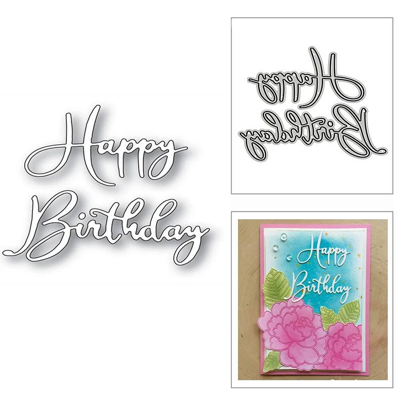 2022 nuovo arrivo metallo buon compleanno frase parola lettera taglio muore per Scrapbooking biglietto di auguri fare stencil artigianato di carta