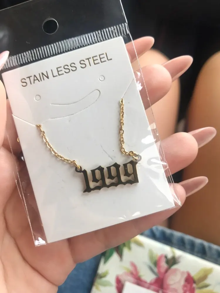 Women's Men's Stainless Steel Birth Year Necklace 1980-2020 Silver Color Neck Chain Male Girl One Piece Necklace Pendant Jewelry