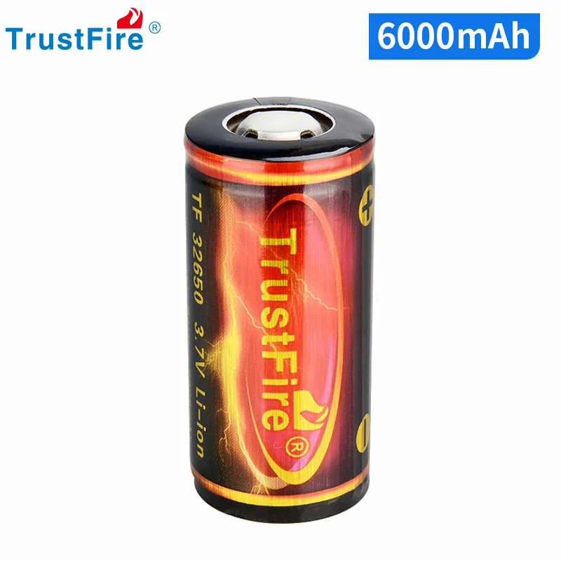 High Quality Trustfire  32650 3.7v 6000mAh Rechargeable Li-ion Battery with PCB Protected Board for 26650 Flashlights