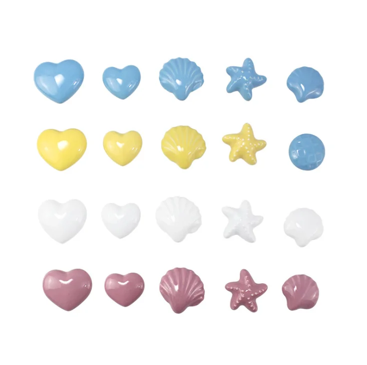 Ceramic Knob Heart Seastar Shell Children Room Furniture Hardware Cabinet Handles Kitchen Wardrobe Bookcase Drawer Pull