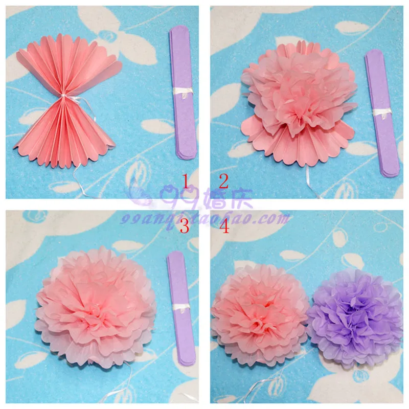 1pcs 10inch (25cm) pompon Tissue Paper Pom Poms Flower Kissing Balls Home Decoration Festive Party Supplies Wedding Favors balls