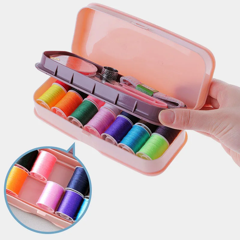 21Pcs Sewing Tools Portable Travel Sewing Box Set Tool Charter Needle Sewing Kit Home Accessories Double Storage Box