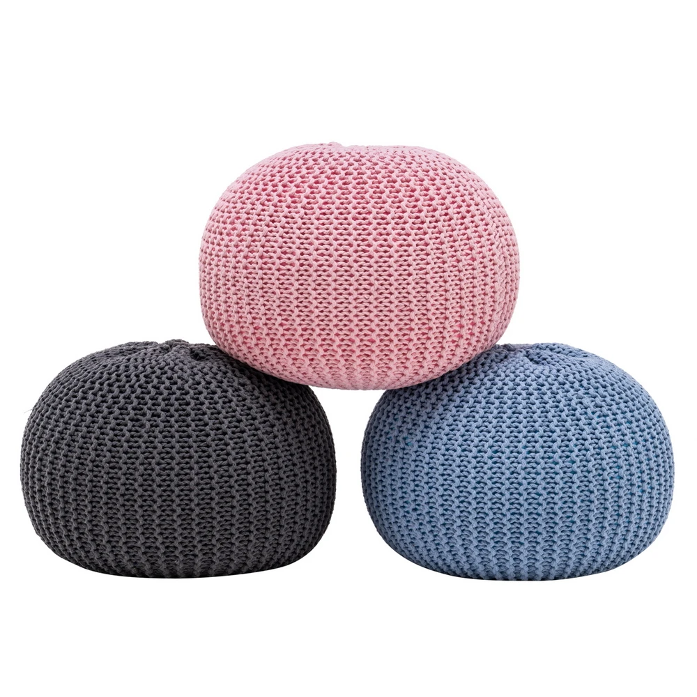 

Hand-Woven Sofa Footstool Round Futon Pink/Blue/Gray 50x50x35CM for Living Room Kids Bedroom Reading Study Office Etc[US-Stock]